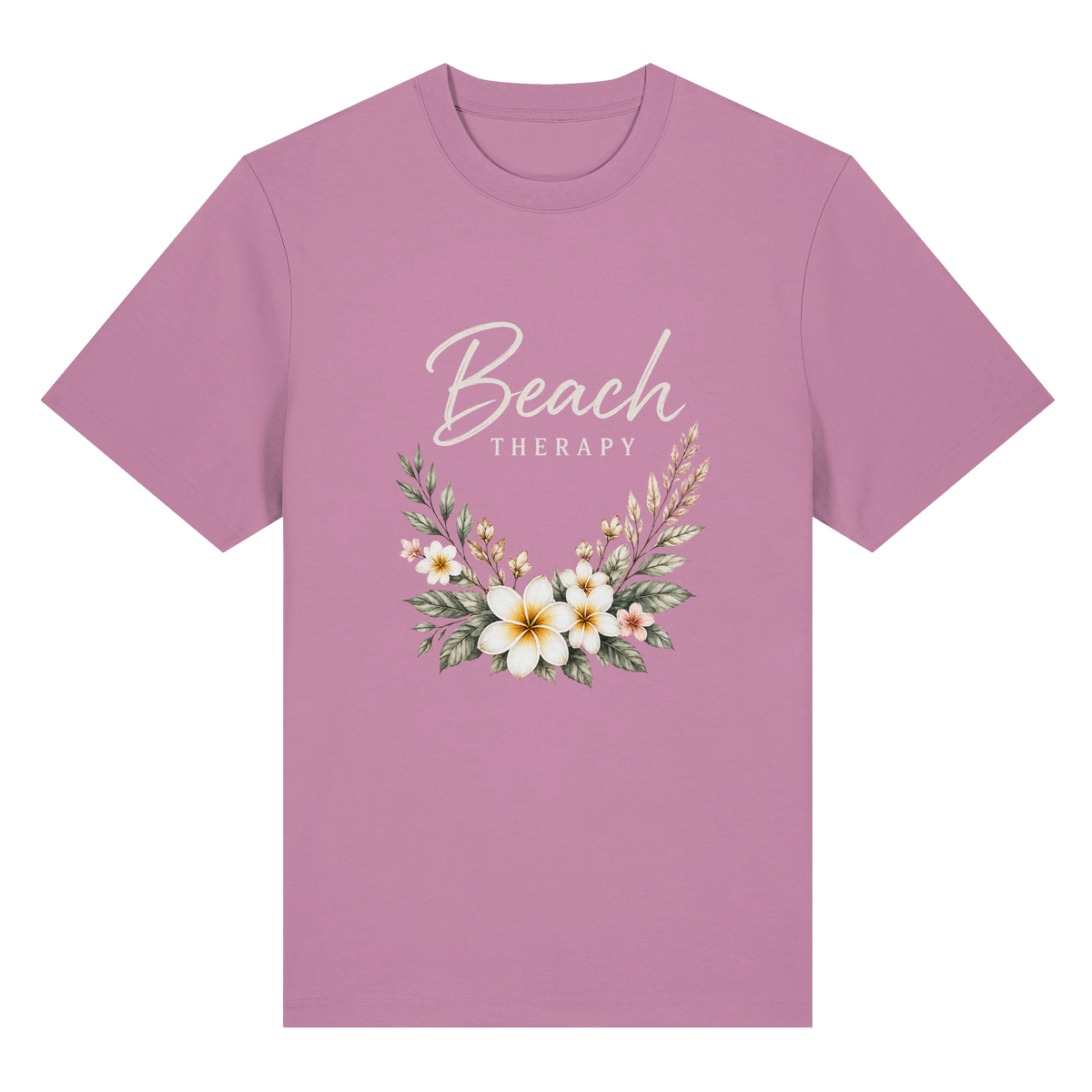 Beach Therapy – Dark Edition – Bio-Heavy T-Shirt – Vorderansicht in bubble pink