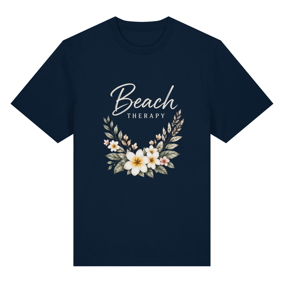 Beach Therapy – Dark Edition – Bio-Heavy T-Shirt – Vorderansicht in french navy