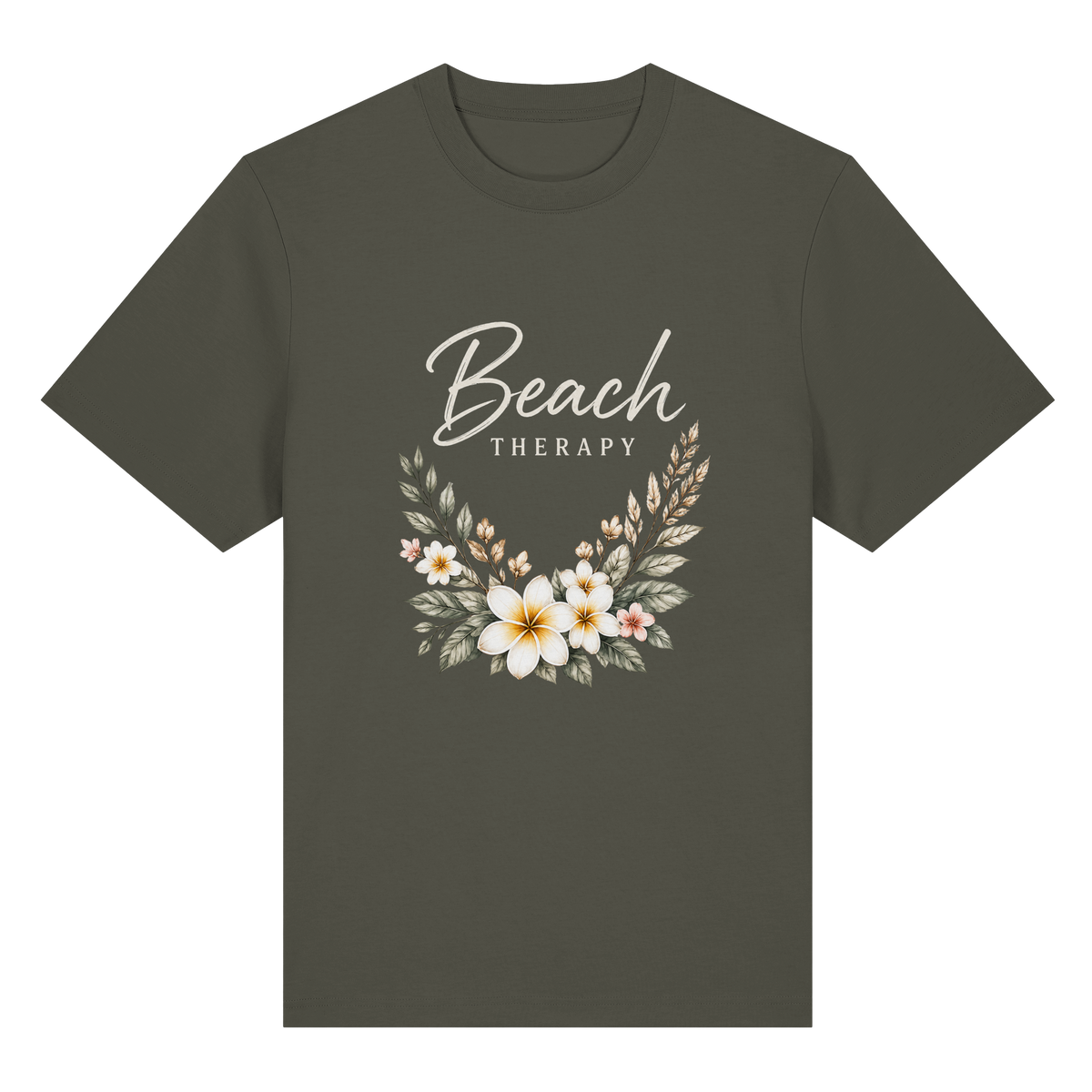 Beach Therapy – Dark Edition – Bio-Heavy T-Shirt – Vorderansicht in khaki