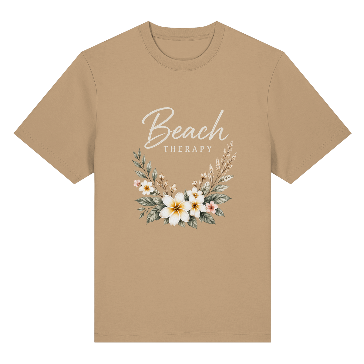 Beach Therapy – Dark Edition – Bio-Heavy T-Shirt – Vorderansicht in latte