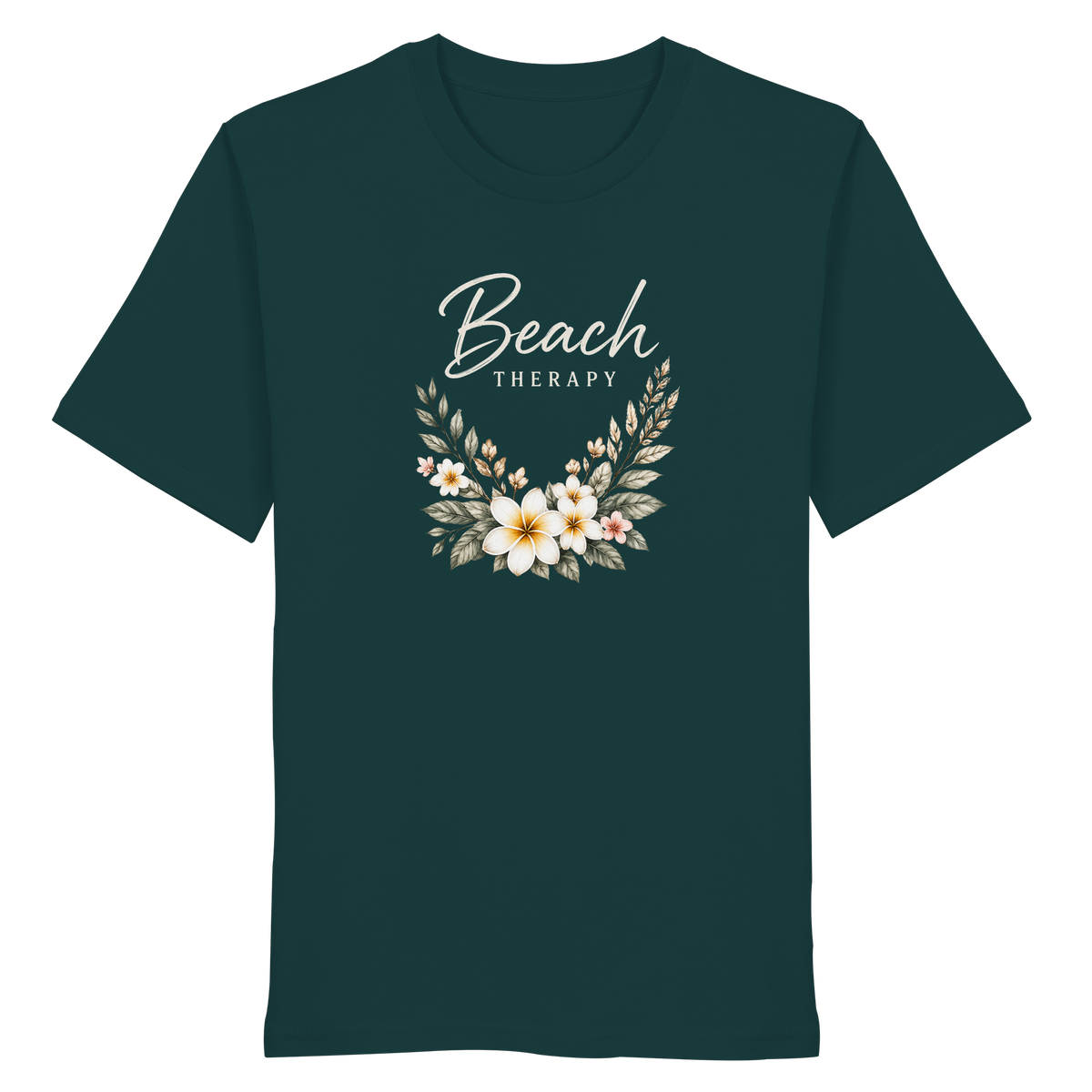 Beach Therapy – Dark Edition – Bio T-Shirt – Vorderansicht in glazed green