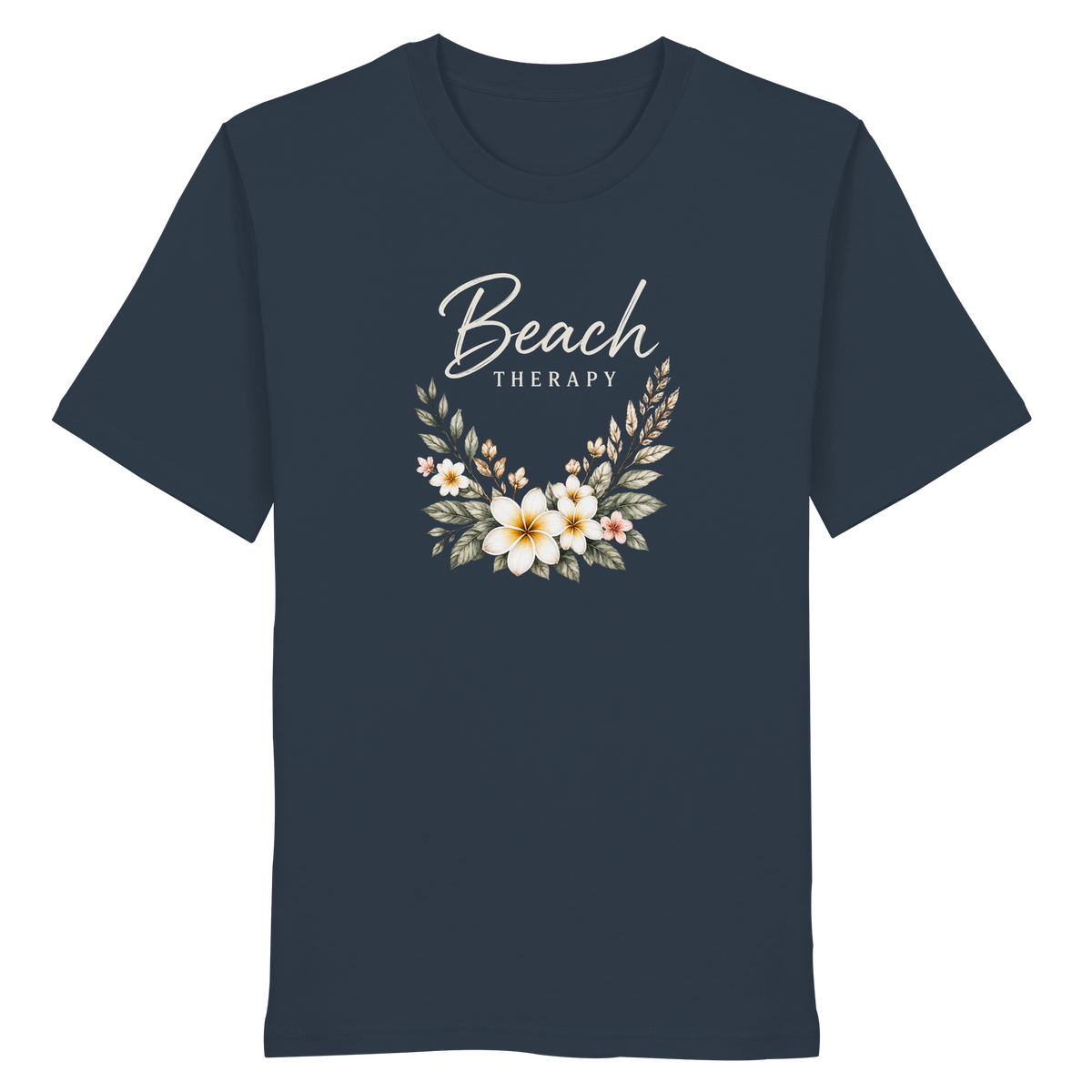 Beach Therapy – Dark Edition – Bio T-Shirt – Vorderansicht in india ink grey
