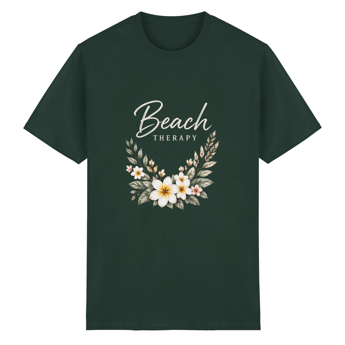 Beach Therapy – Dark Edition – Essential T-Shirt – Vorderansicht in forest green