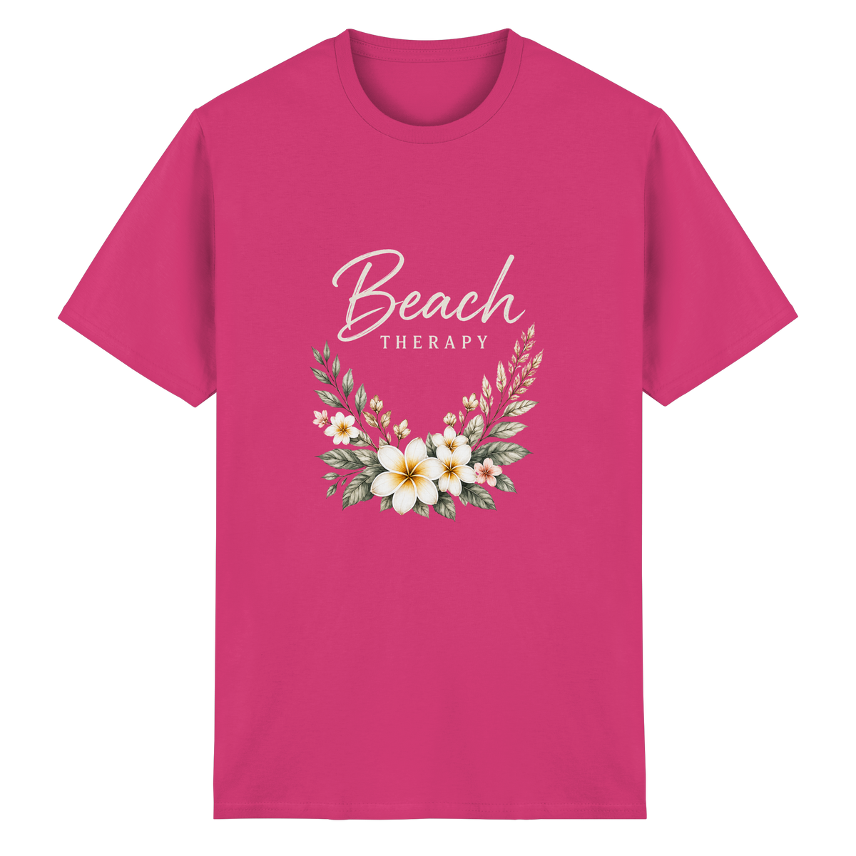 Beach Therapy – Dark Edition – Essential T-Shirt – Vorderansicht in heliconia