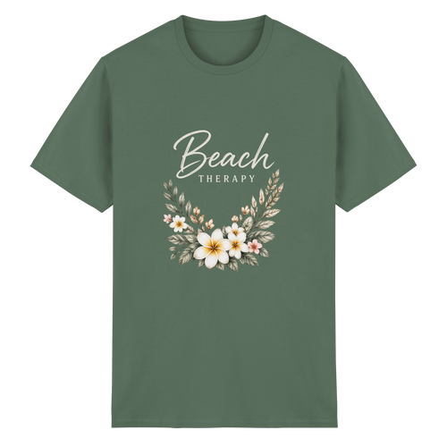 Beach Therapy – Dark Edition – Essential T-Shirt – Vorderansicht in military green