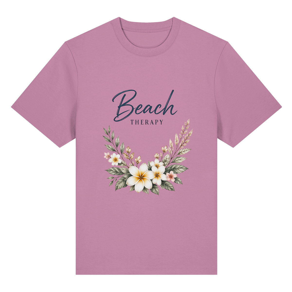 Beach Therapy – Helle Edition – Bio-Heavy T-Shirt – Vorderansicht in bubble pink