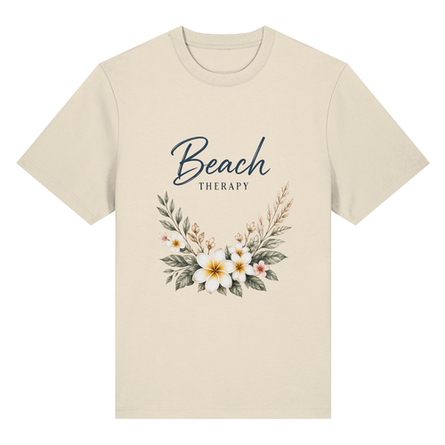 Beach Therapy – Helle Edition – Bio-Heavy T-Shirt – Vorderansicht in natural raw