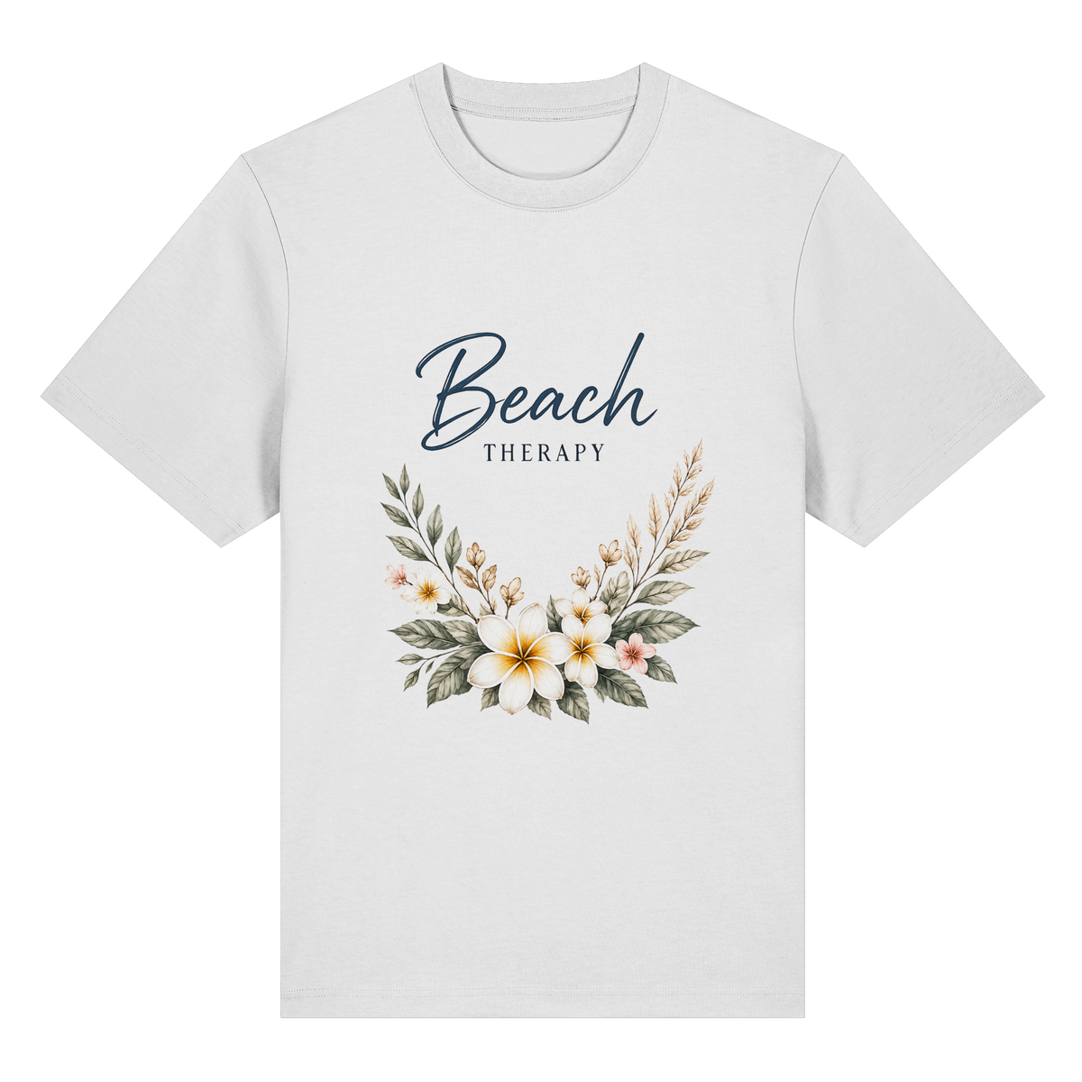 Beach Therapy – Helle Edition – Bio-Heavy T-Shirt – Vorderansicht in white