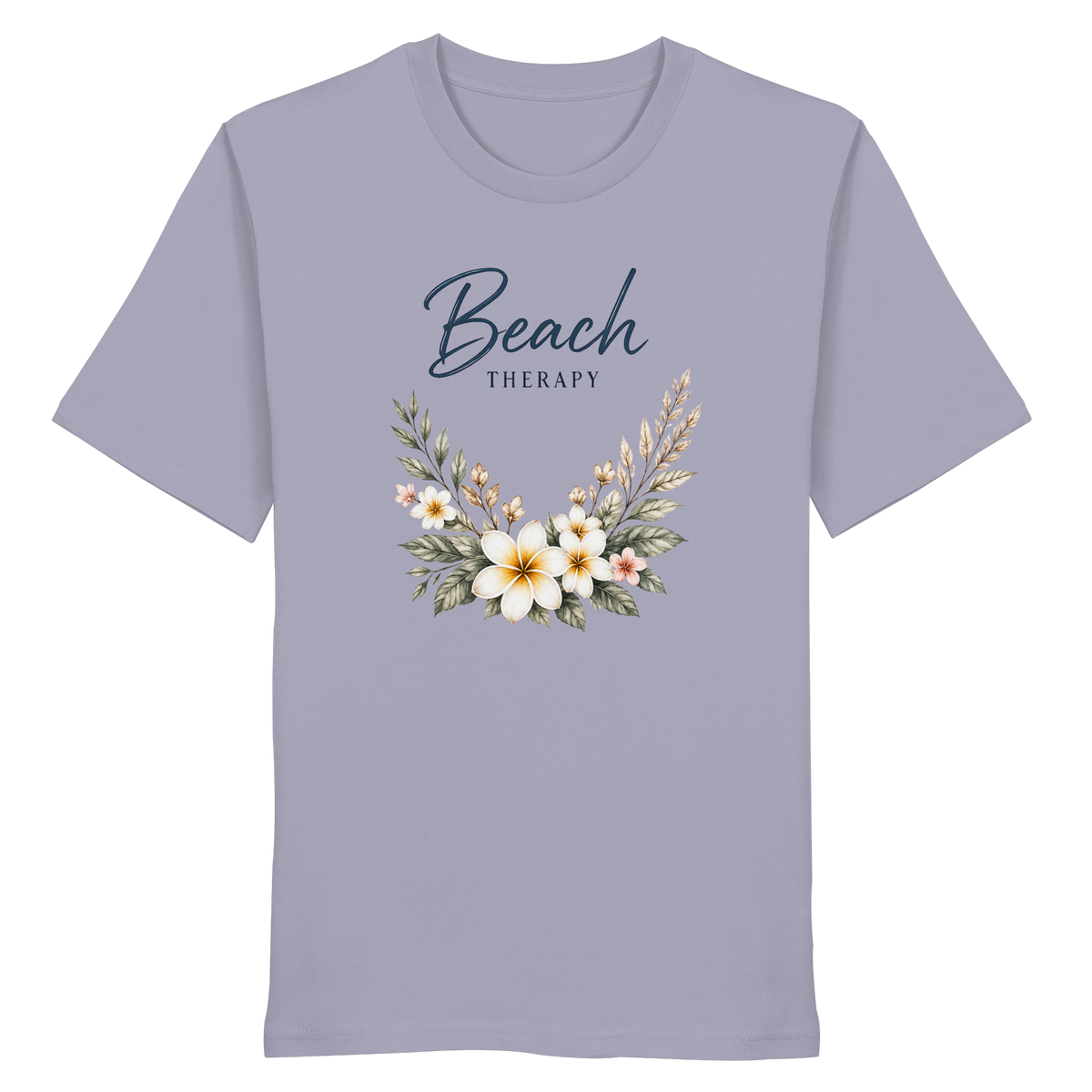 Beach Therapy – Helle Edition – Bio T-Shirt – Vorderansicht in lavender
