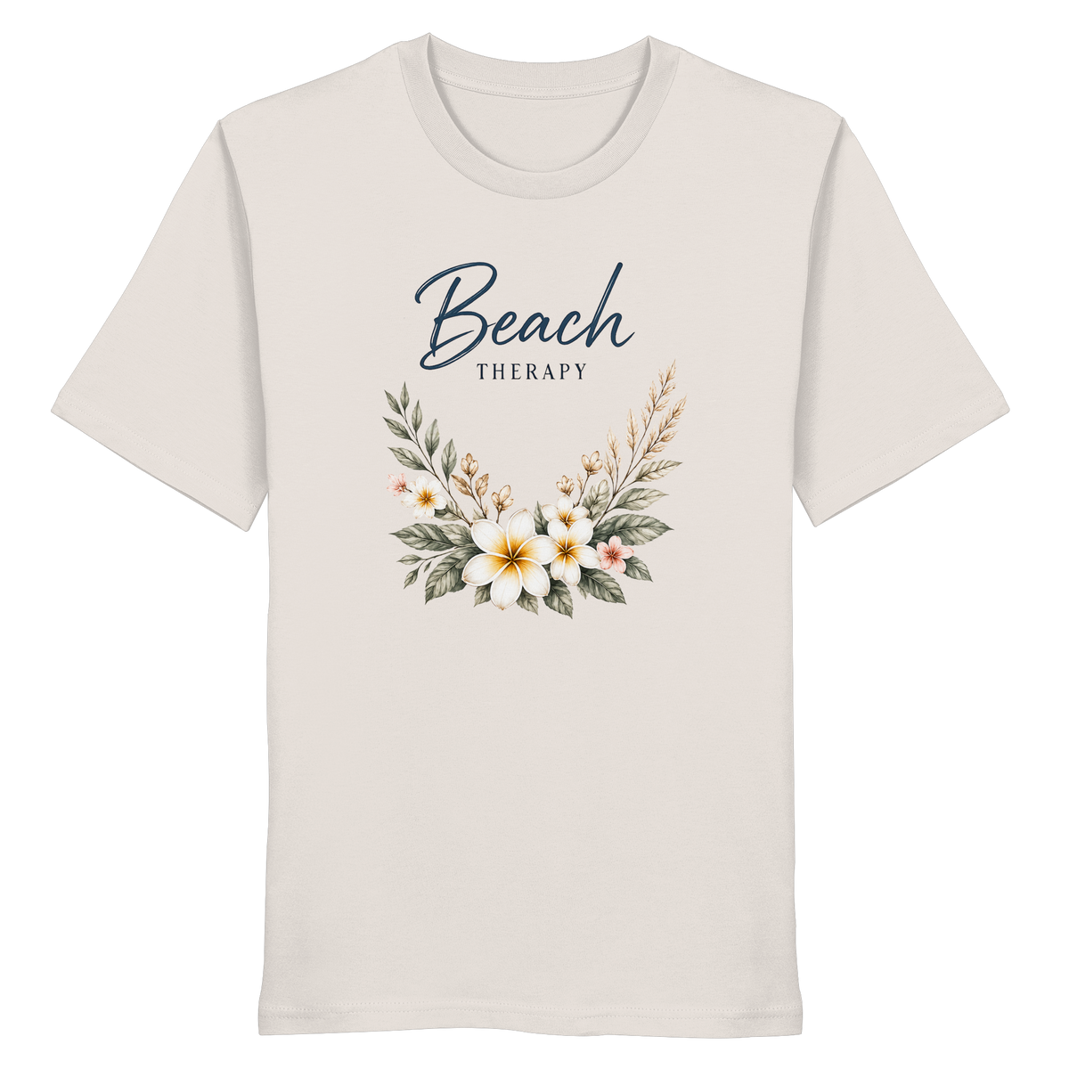 Beach Therapy – Helle Edition – Bio T-Shirt – Vorderansicht in vintage white