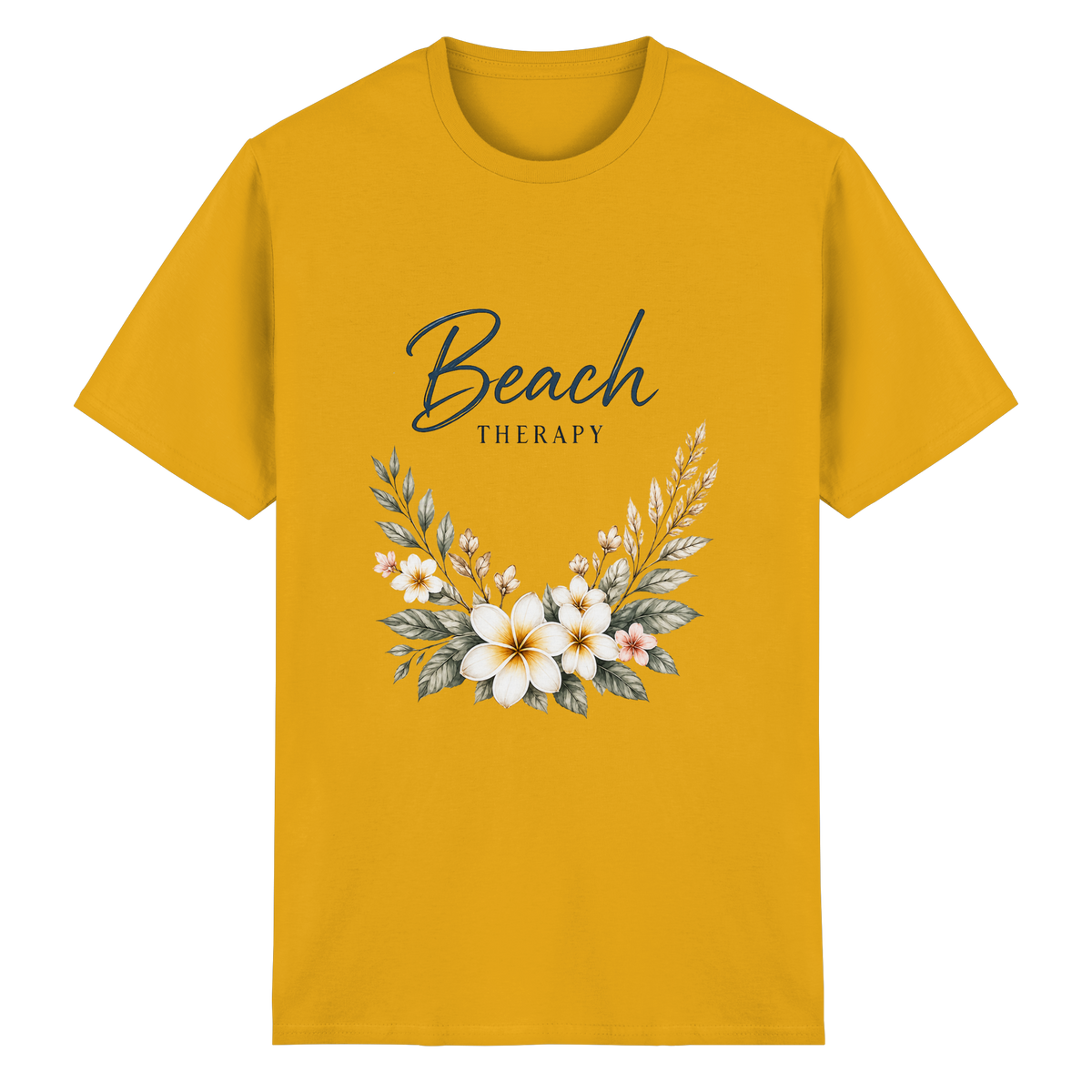 Beach Therapy – Helle Edition – Essential T-Shirt – Vorderansicht in gold