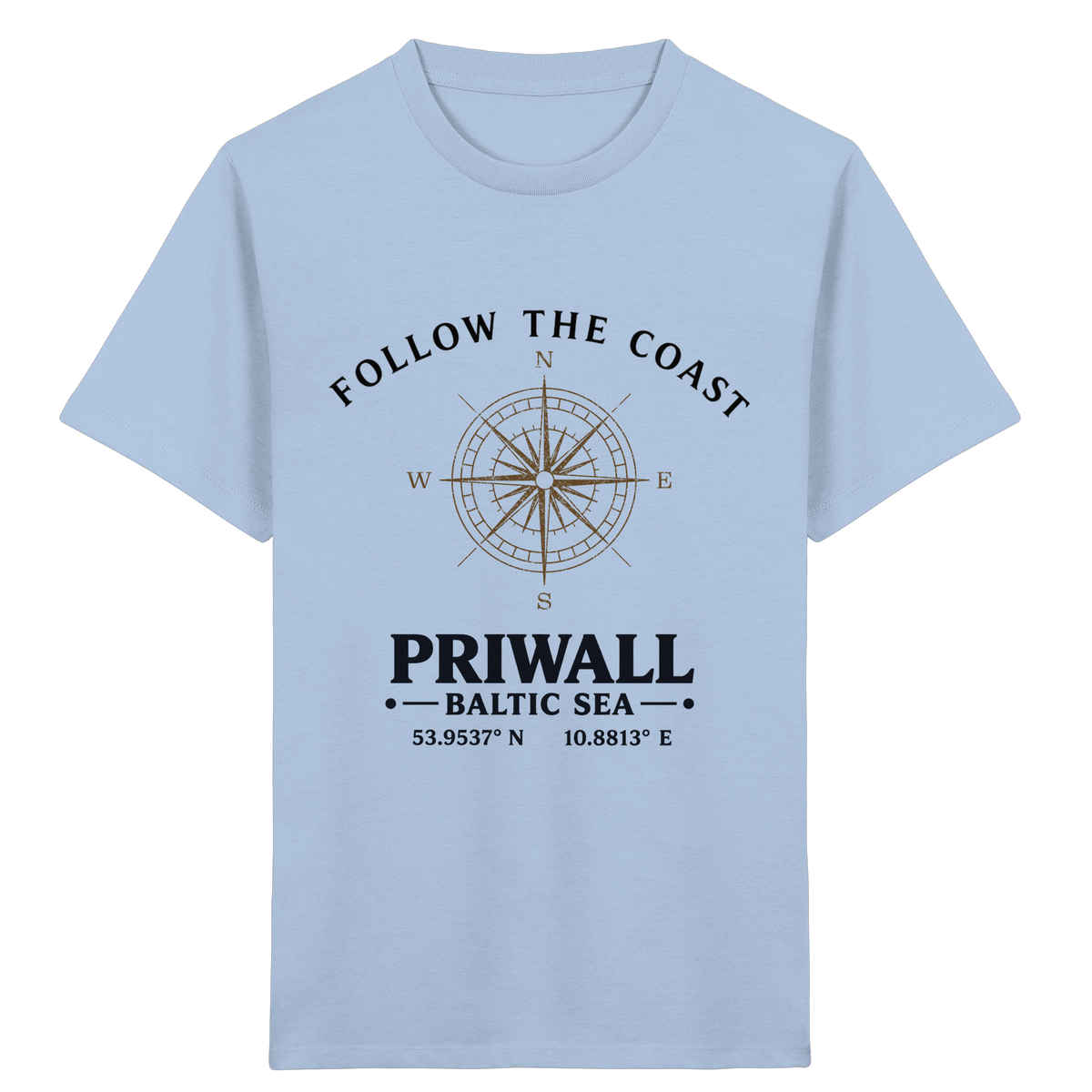 Kinder Bio-T-Shirt Blue Soul mit Follow the Coast Priwall Kompass