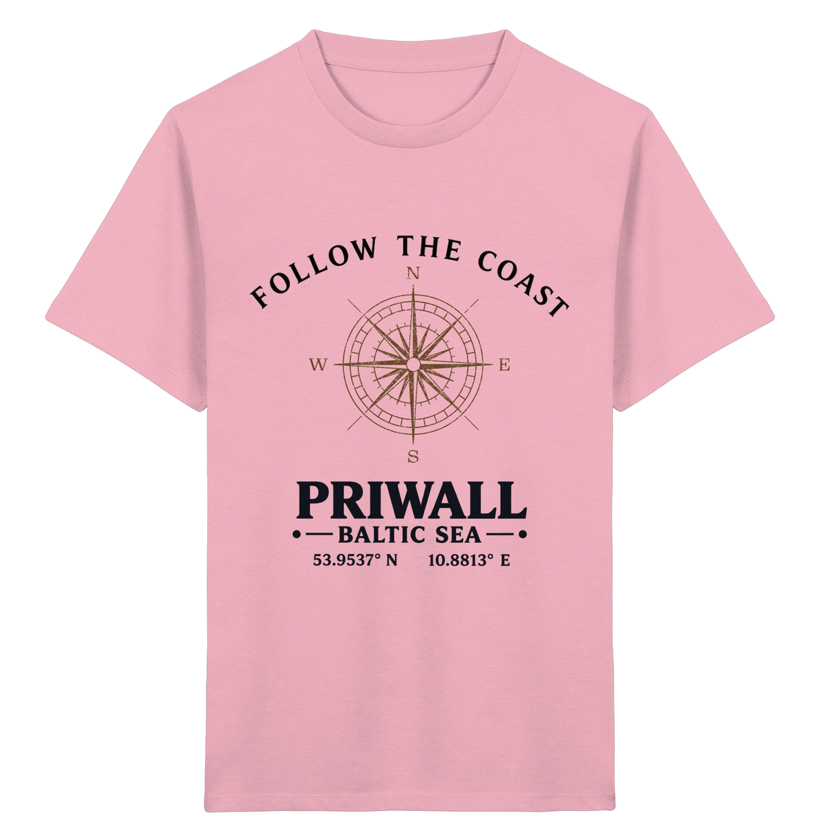 Kinder Bio-T-Shirt Cotton Pink mit Follow the Coast Priwall Kompass