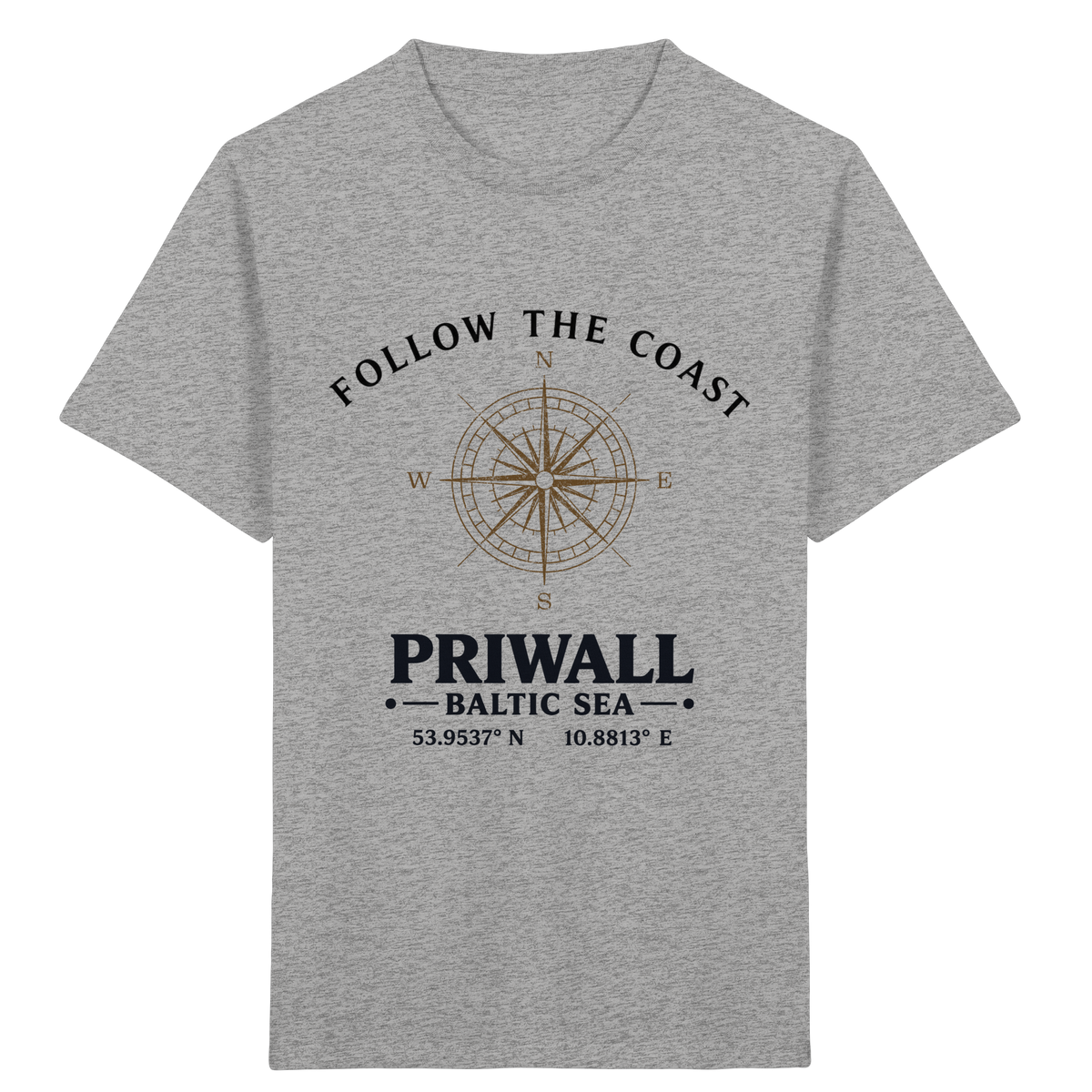 Kinder Bio-T-Shirt Heather Grey mit Follow the Coast Priwall Kompass