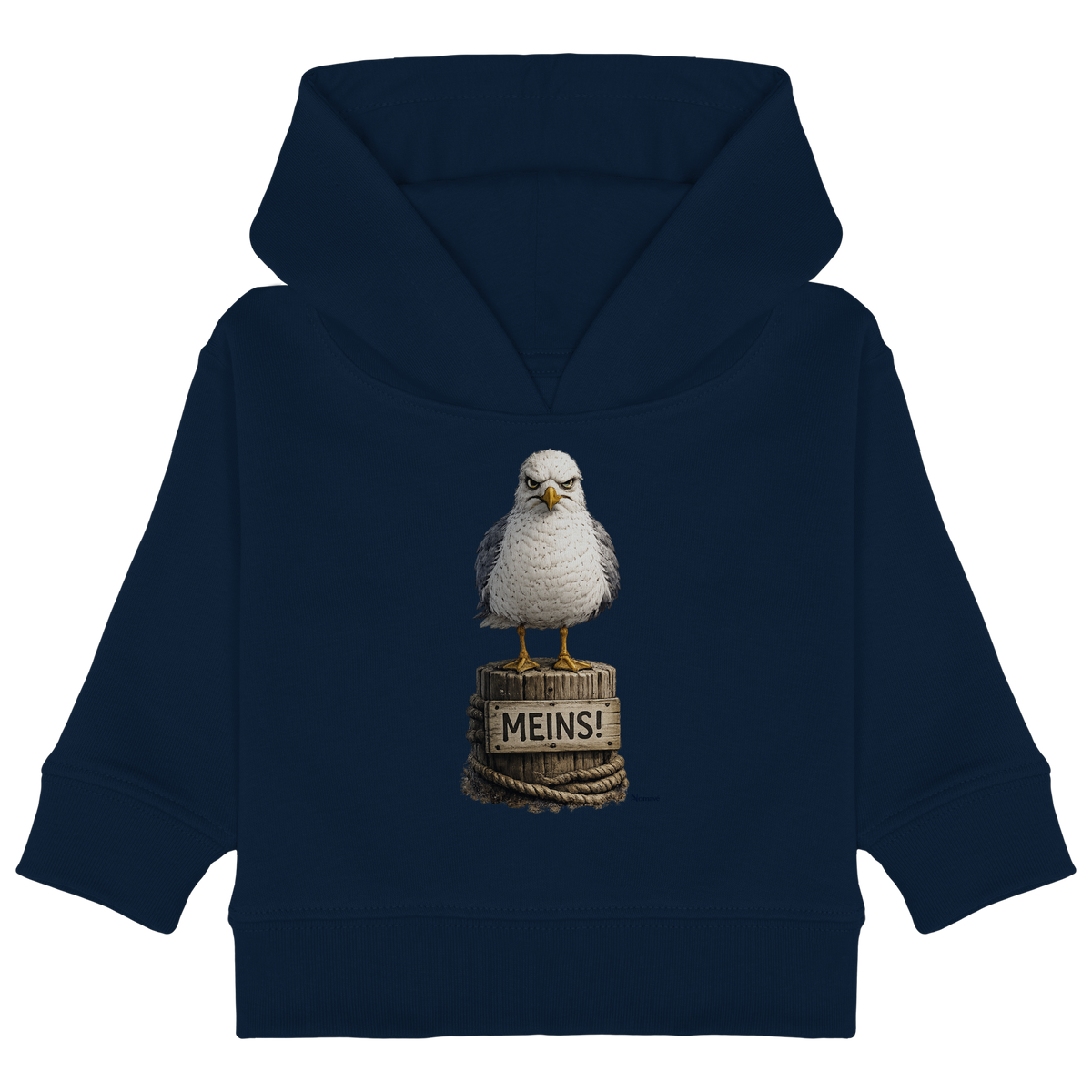 Möwe mit Meinung – MEINS! | - Baby Organic Hoodie
