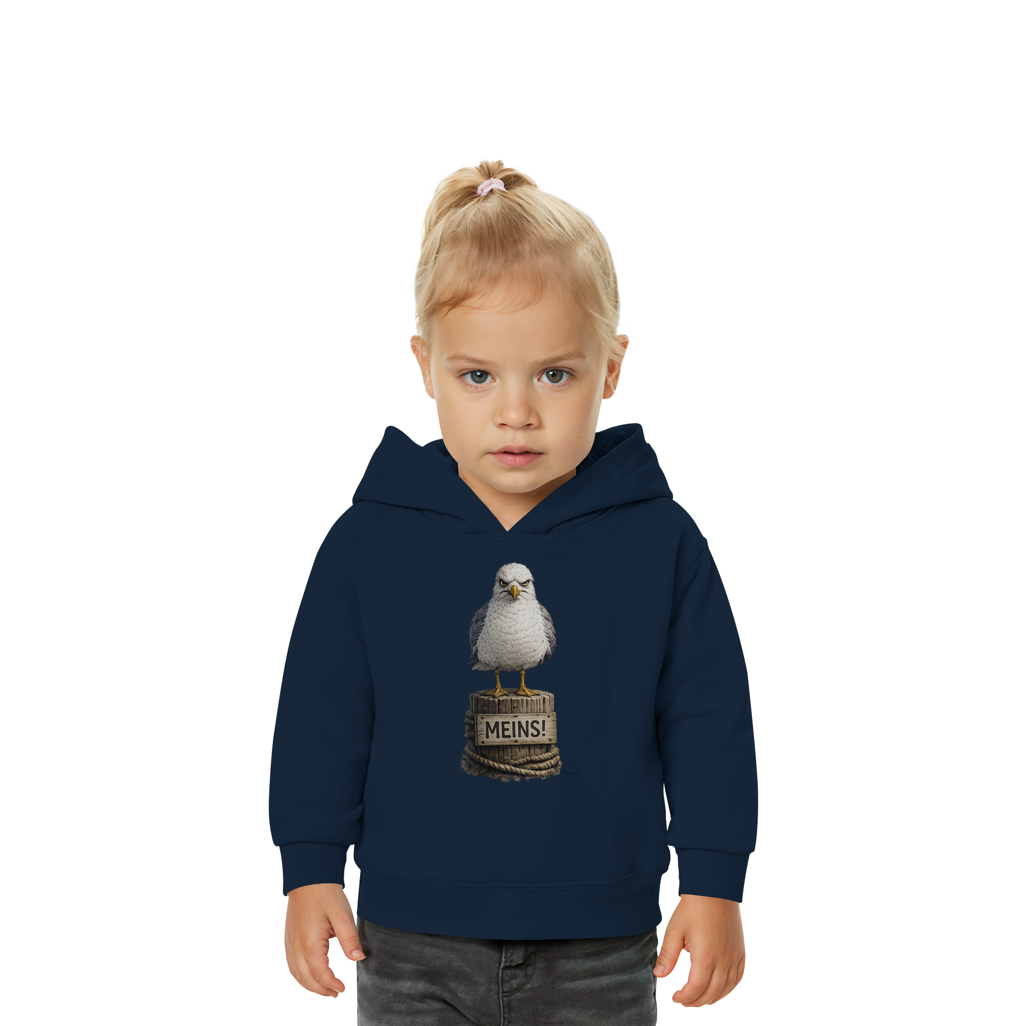 Möwe mit Meinung – MEINS! | - Baby Organic Hoodie