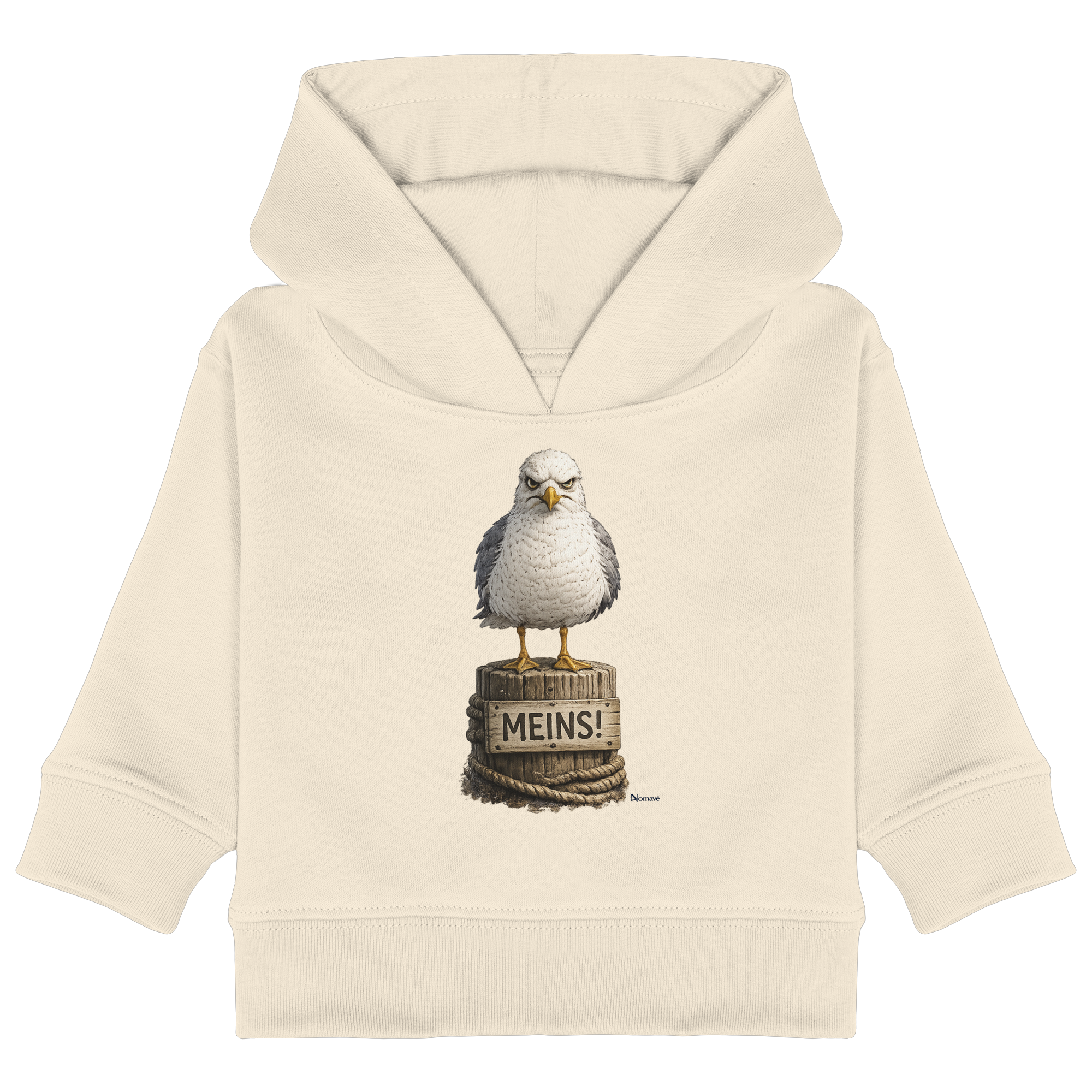 Möwe mit Meinung – MEINS! | - Baby Organic Hoodie