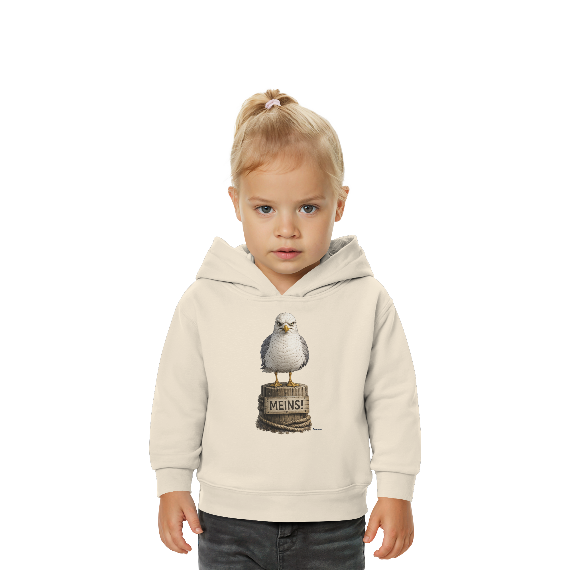 Möwe mit Meinung – MEINS! | - Baby Organic Hoodie