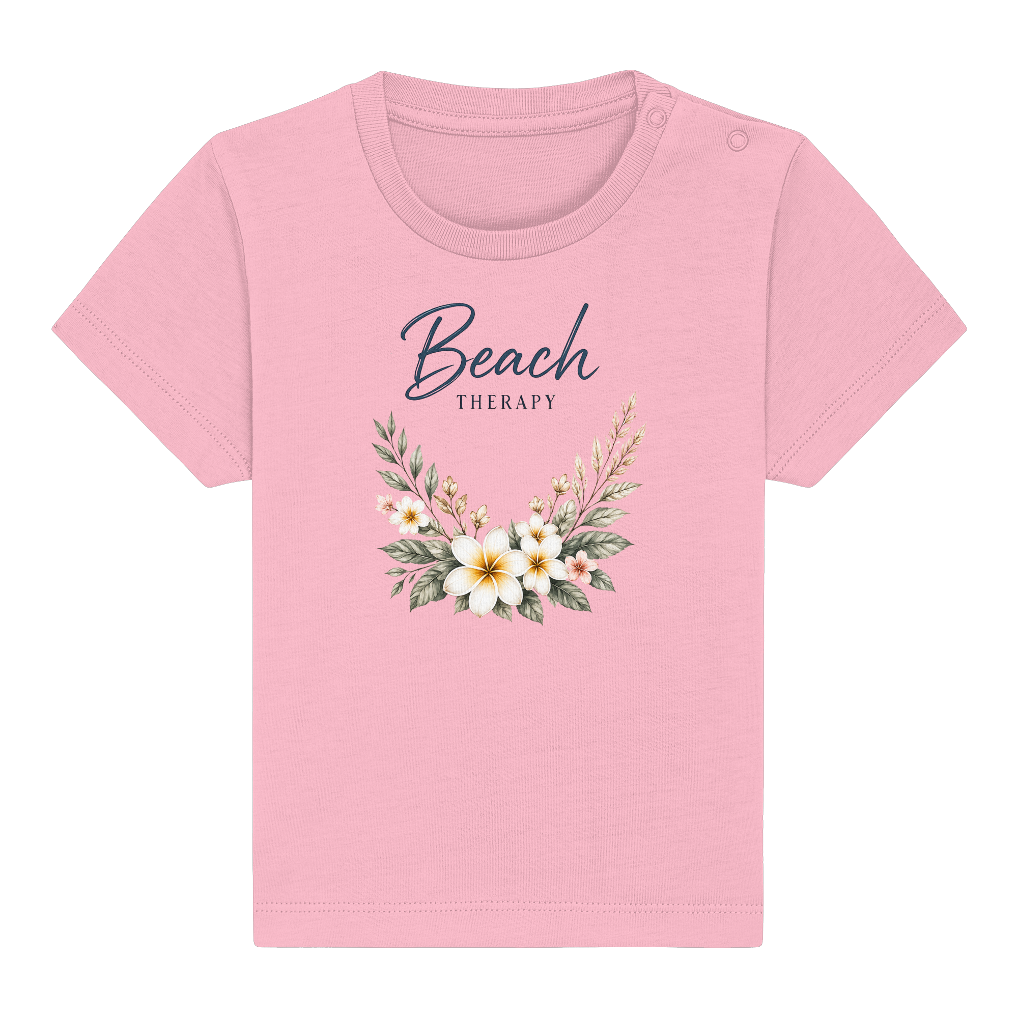 Beach Therapy | Florales Strandmotiv | Sommer | Urlaub | Meer | Blumen | - Baby Organic Shirt