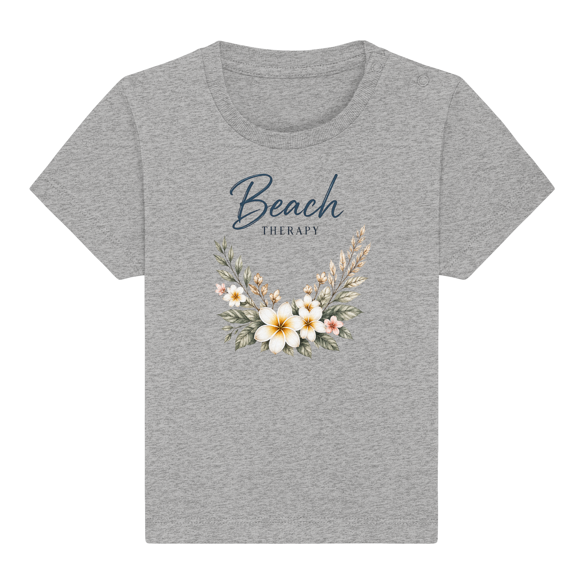 Beach Therapy | Florales Strandmotiv | Sommer | Urlaub | Meer | Blumen | - Baby Organic Shirt