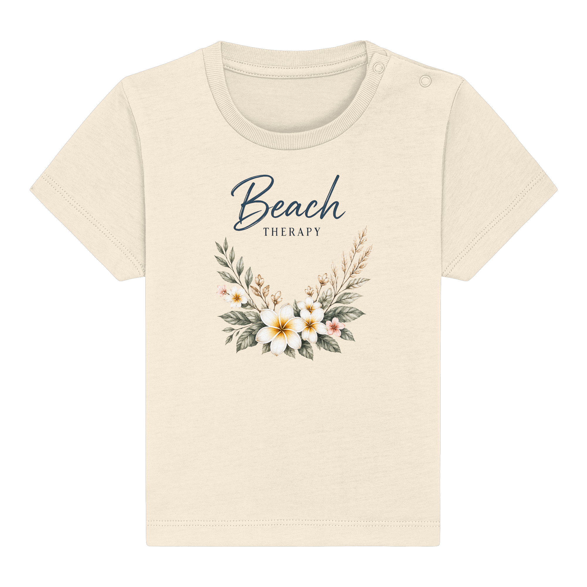 Beach Therapy | Florales Strandmotiv | Sommer | Urlaub | Meer | Blumen | - Baby Organic Shirt