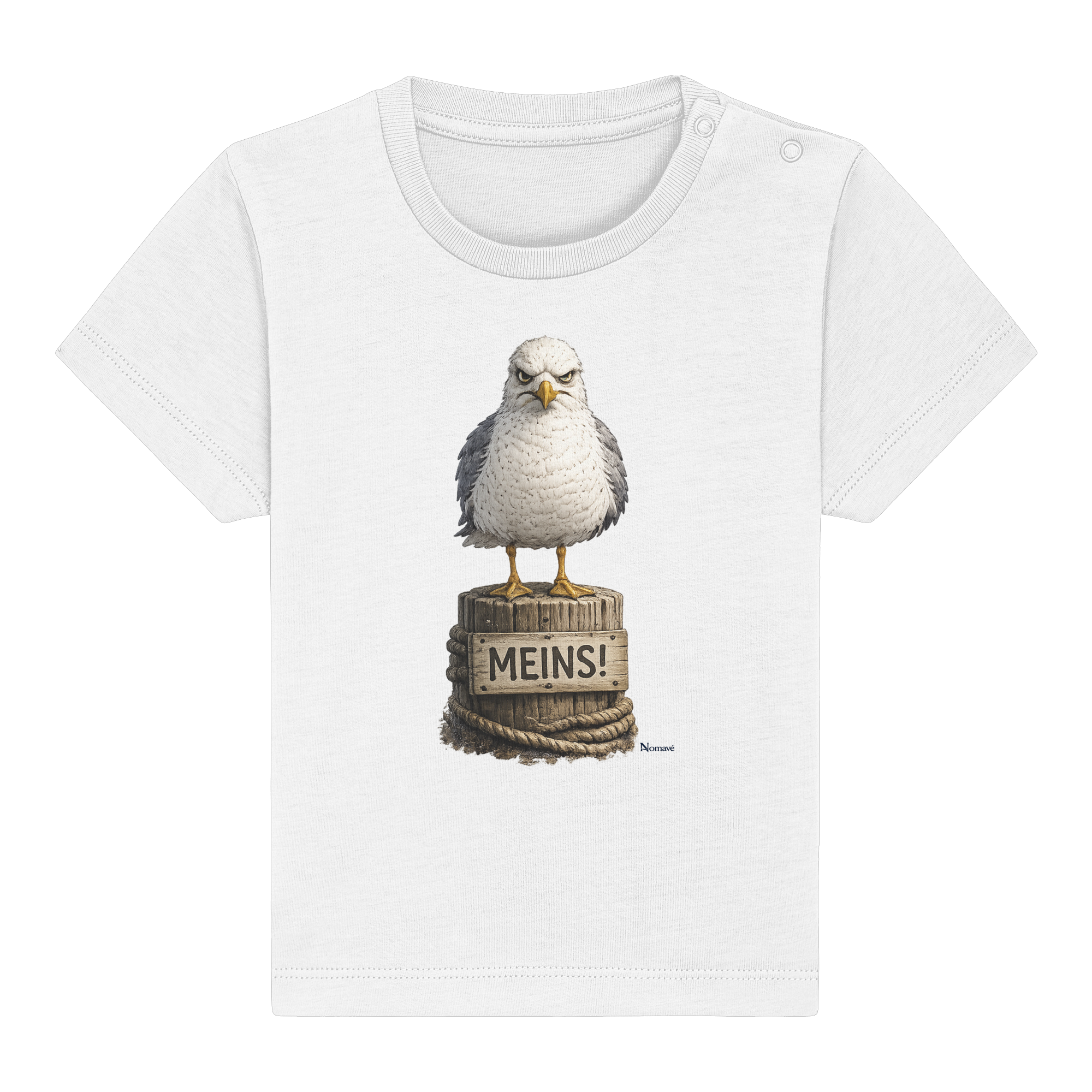 Möwe mit Meinung – MEINS! | - Baby Organic Shirt
