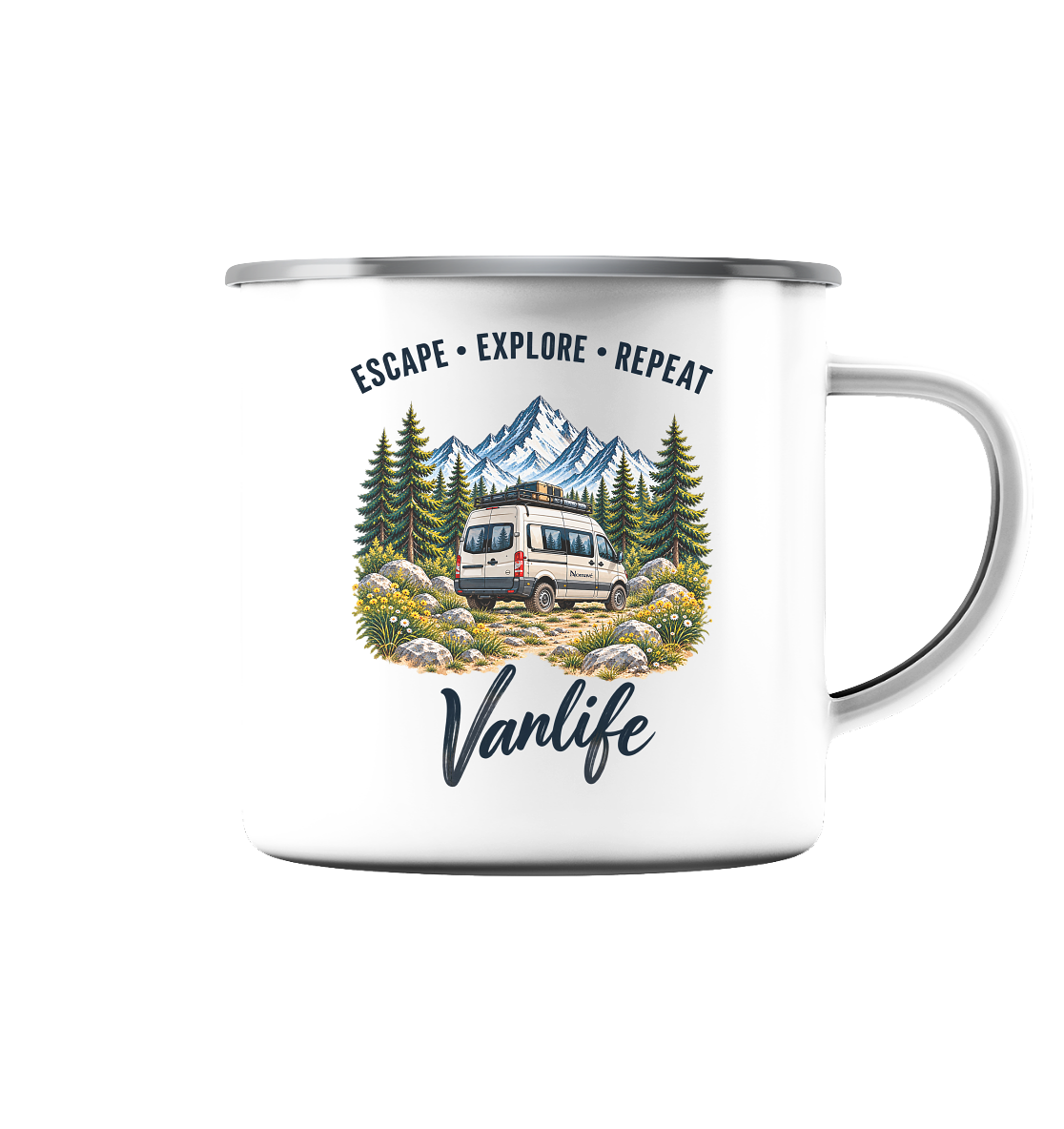 Escape • Explore • Repeat – Vanlife - Emaille Camping Becher