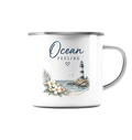 Ocean Feeling - Emaille Tasse (Silber)