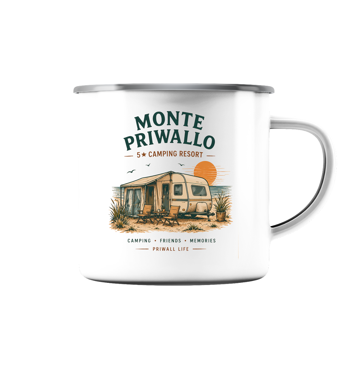 Emaille Camping Tasse Ostsee – Monte Priwallo Vanlife Mug – Priwall Vibes