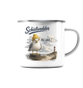 Alpha Möwe – Schietwedder? Na und! - Emaille Tasse (Silber)