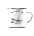 Grömitz - Follow the Sun - Emaille Tasse (Silber)