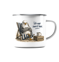 Ich war zuerst hier – Möwe mit Meinung |  - Emaille Tasse (Silber)