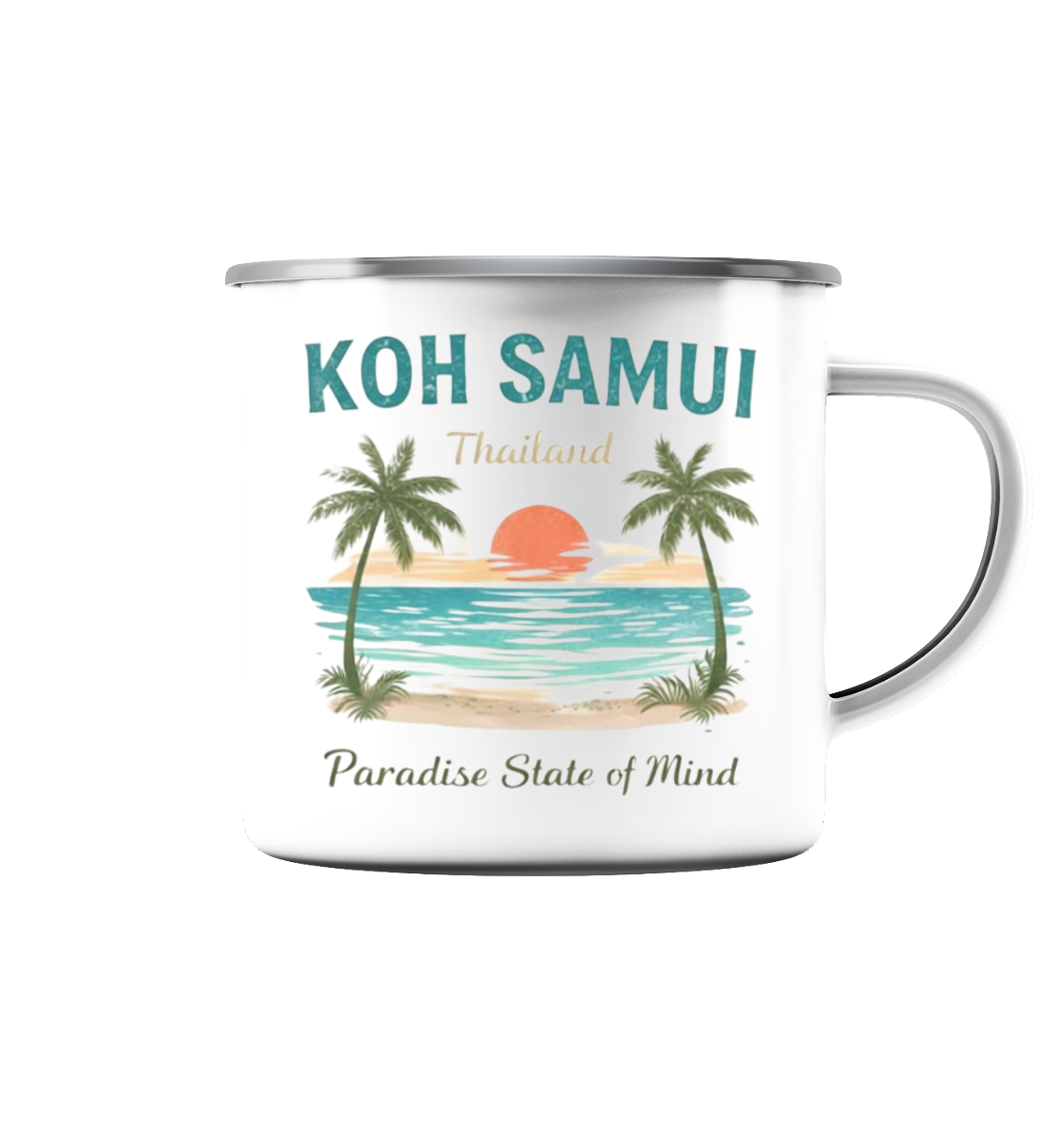 Koh Samui Vibes - Emaille Tasse (Silber)
