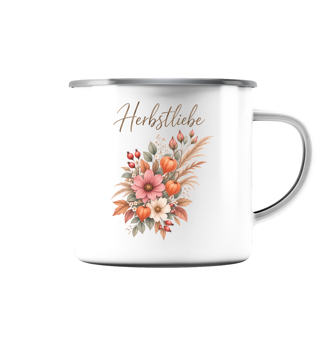 Autumn Garden – Florale Herbstliebe - Emaille Tasse (Silber)
