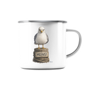 Möwe mit Meinung – MEINS! | - Emaille Tasse (Silber)