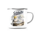 Möwe - Schietwetter - Ostsee - Leuchtturm - Maritimes Küsten Motiv - Für Ostsee und Nordsee - Fans - Emaille Tasse (Silber)