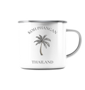 Koh Phangan – Minimal Palm | Thailand - Emaille Tasse (Silber)