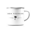 Koh Phangan – Minimal Palm - Emaille Tasse (Silber)