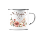 Herbstgefühl – Autumn Bloom - Emaille Tasse (Silber)