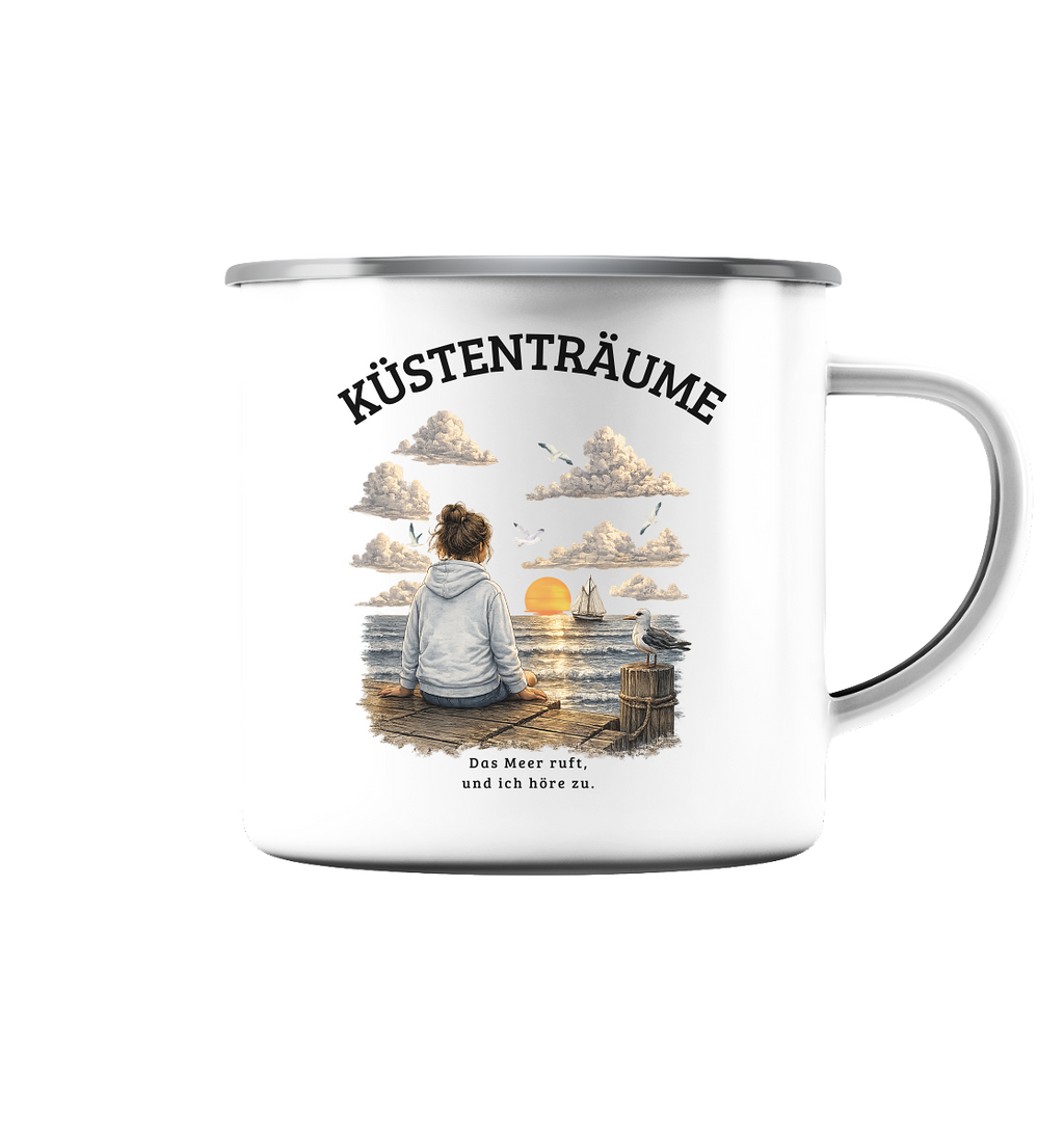 Küstenträume Emaillebecher mit Küstenmotiv