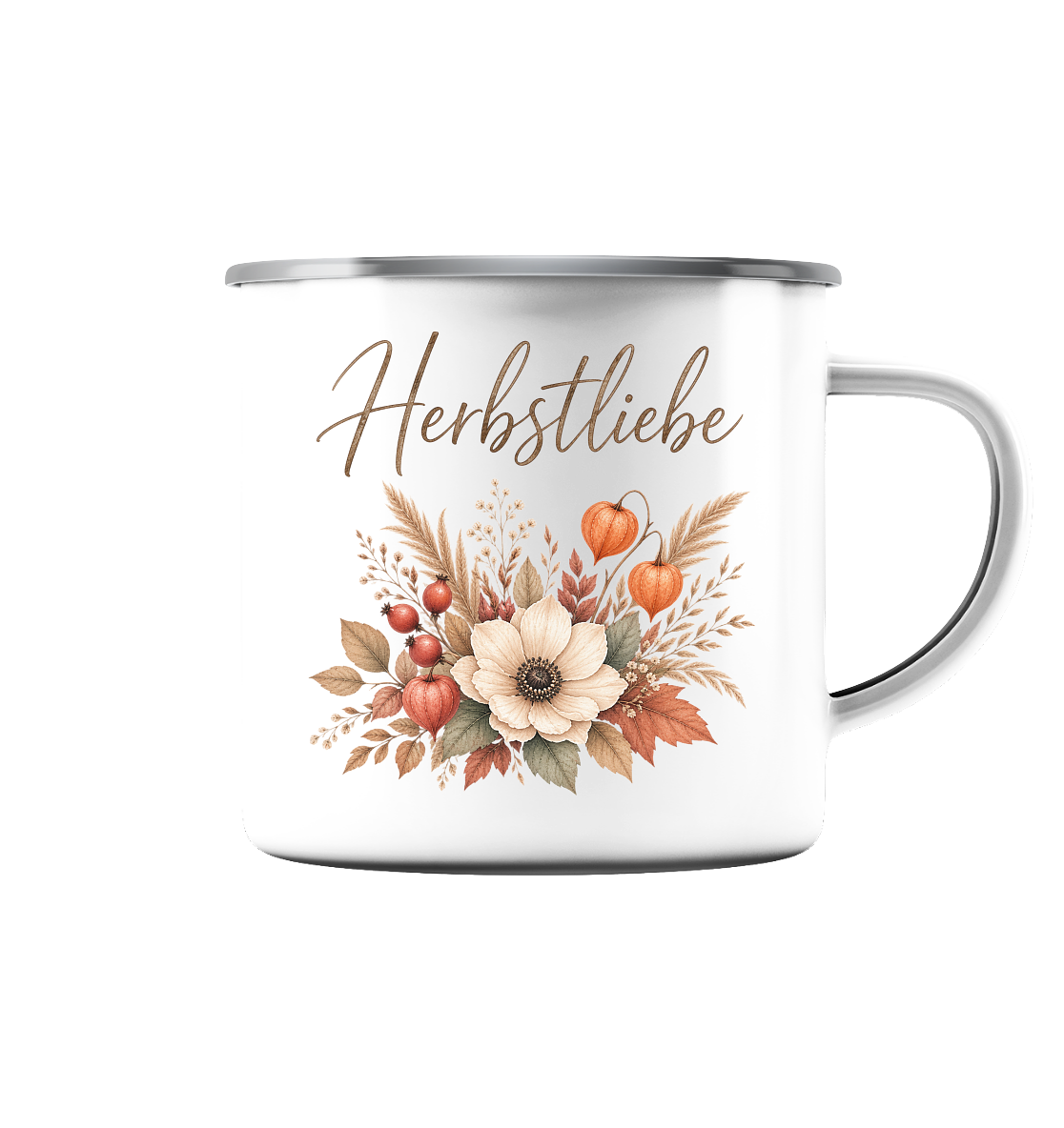Herbstliebe – Golden Harvest - Emaille Tasse (Silber)