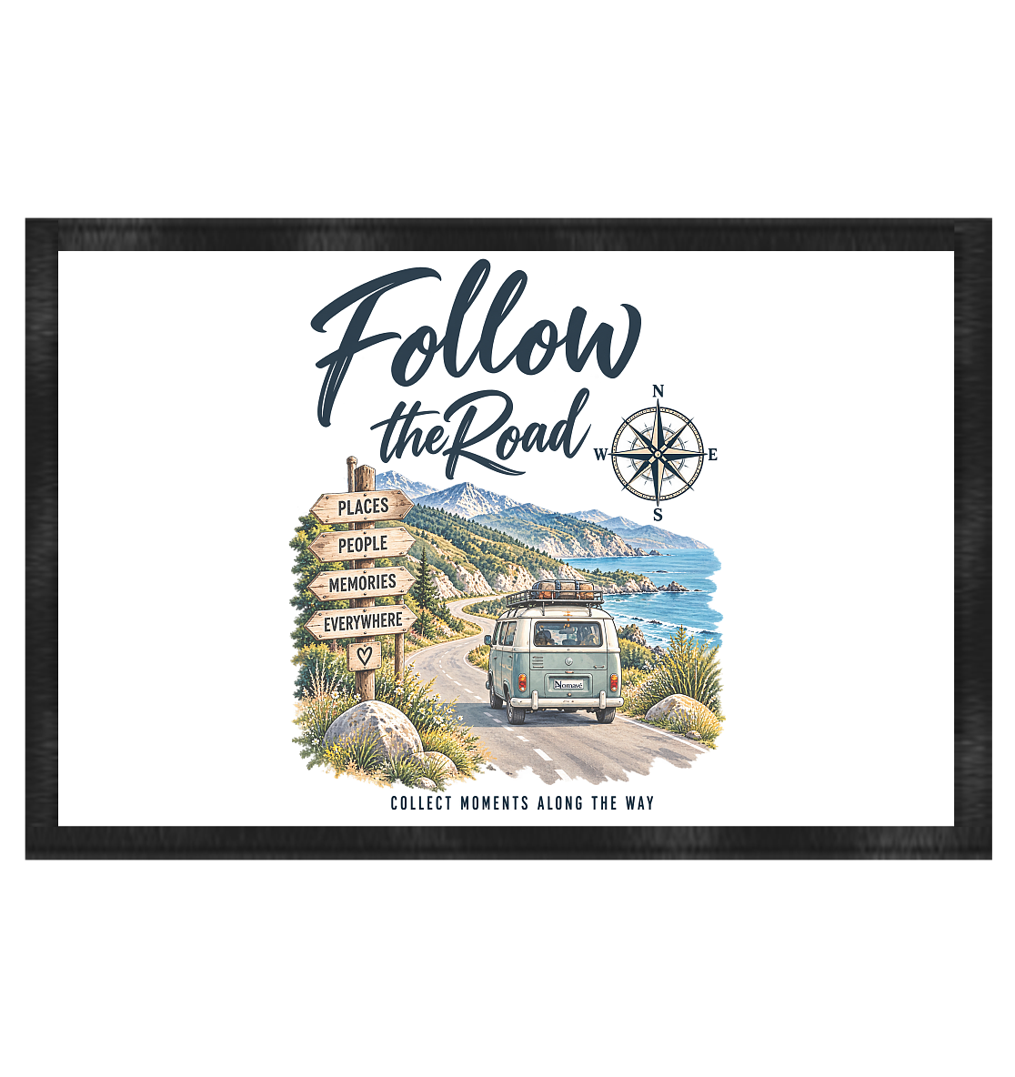 Follow the Road – Vanlife – Fußmatte 60 × 40 cm – Landschaftsmotiv