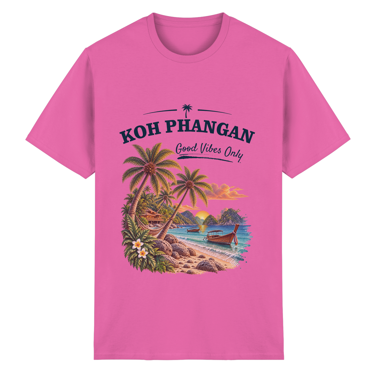 Koh Phangan Good Vibes Only – Essential T-Shirt – Original-Mockup heavy cotton t shirt azalea mit Frontprint