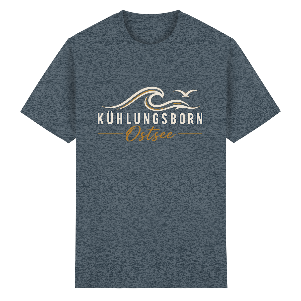 Kühlungsborn Baltic Waves Essential Unisex-T-Shirt Dark Edition in Dark Heather – originales Shirtigo-Produktmockup