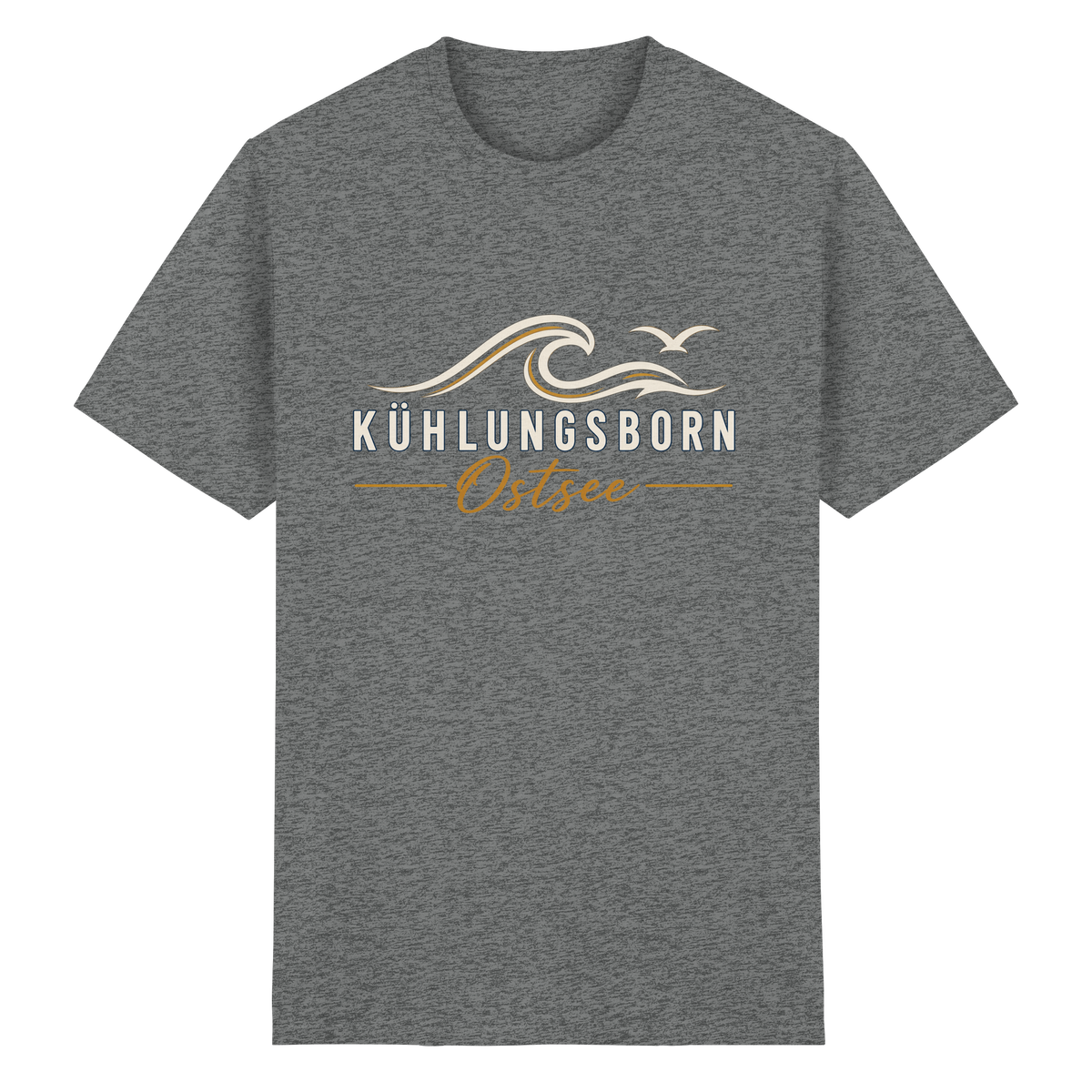 Kühlungsborn Baltic Waves Essential Unisex-T-Shirt Dark Edition in Graphite Heather – originales Shirtigo-Produktmockup
