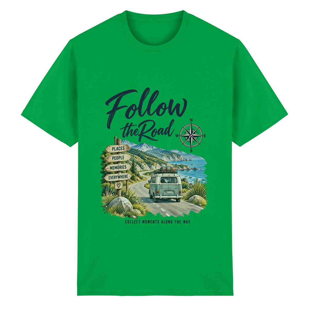 Follow the Road – Vanlife – Essential T-Shirt – Frontprint
