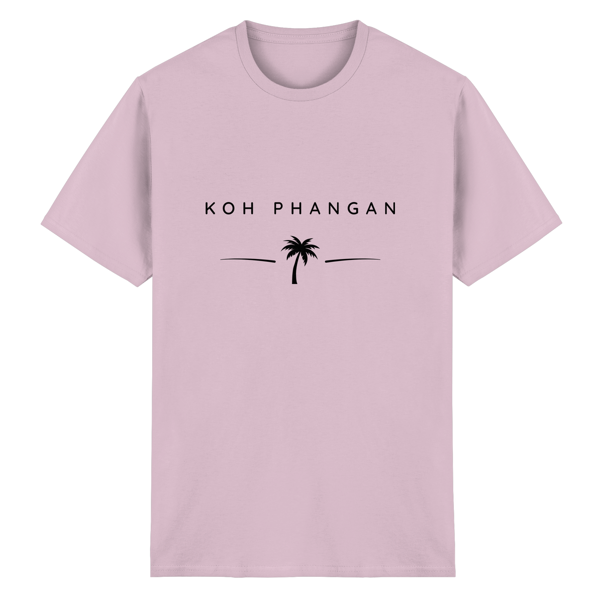 Frontansicht des Essential T-Shirt in Light Pink mit Koh Phangan Minimal Palm Frontprint