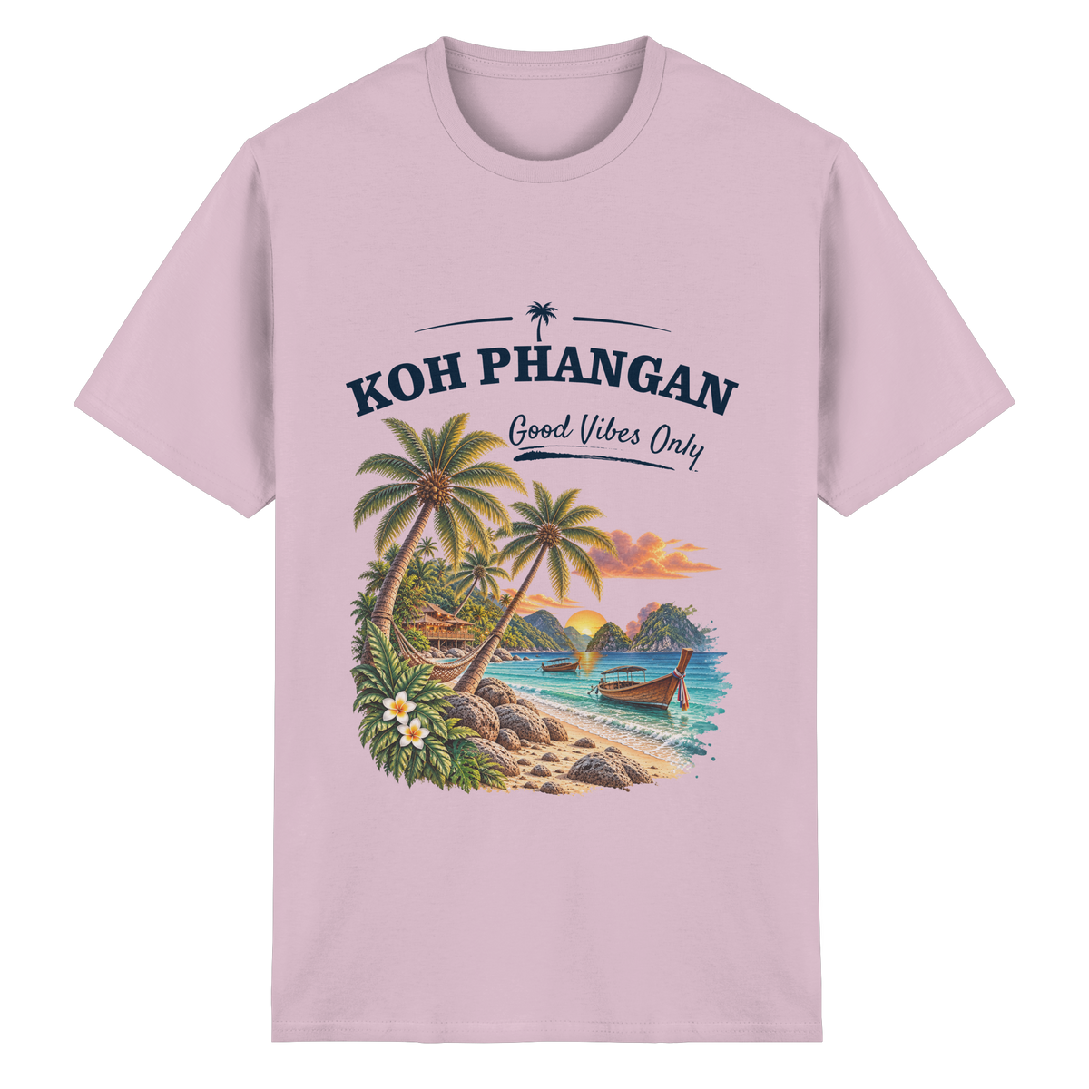 Koh Phangan Good Vibes Only – Essential T-Shirt – Original-Mockup heavy cotton t shirt light pink mit Frontprint