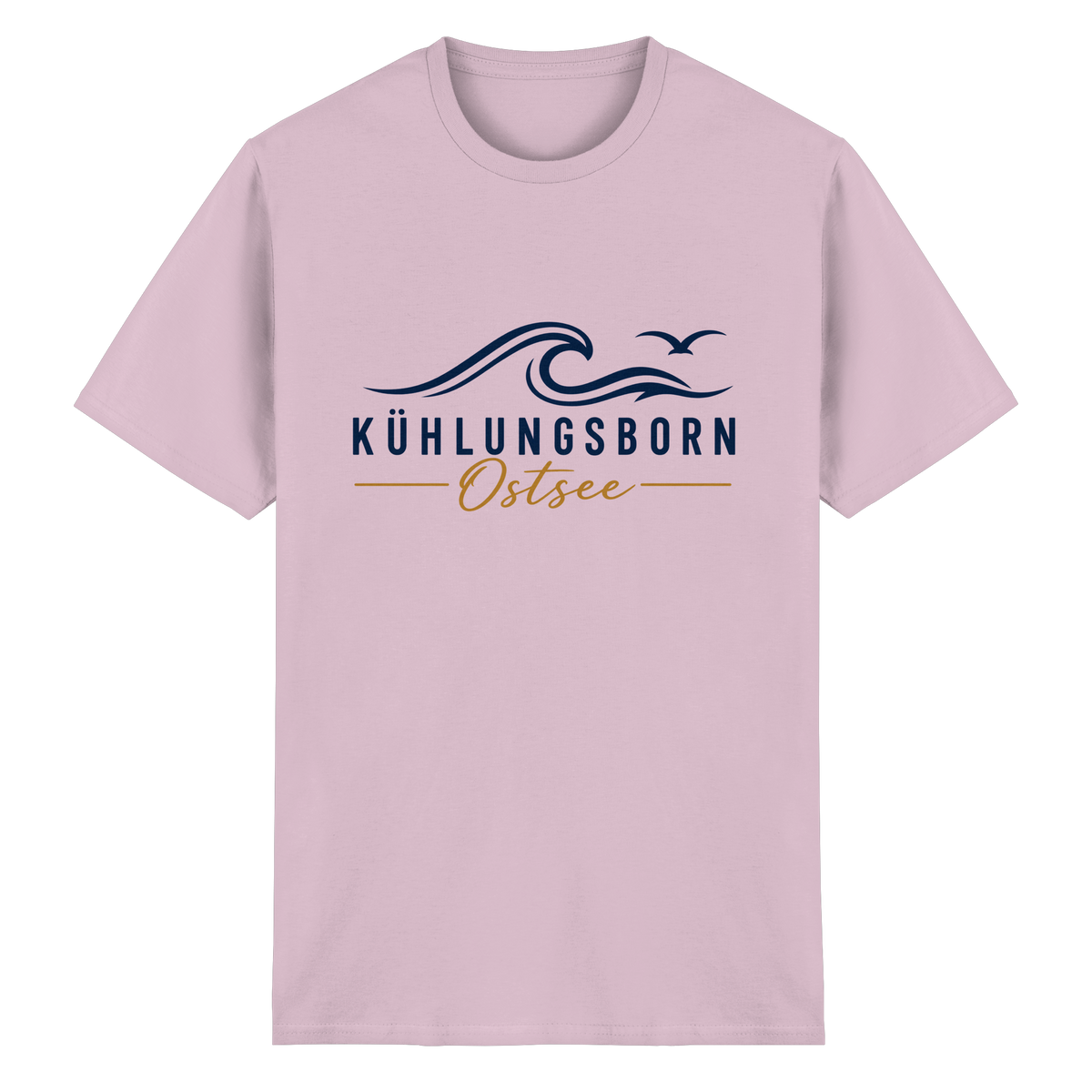 Kühlungsborn Baltic Waves Essential Unisex-T-Shirt Light Edition in Light Pink – originales Shirtigo-Frontmockup