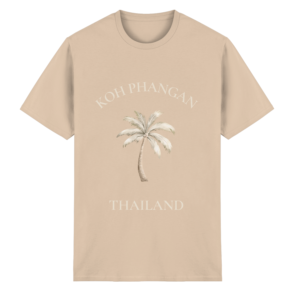 Original-Shirtigo-Mockup: Unisex Essential T-Shirt in natural mit Koh Phangan Mini Palm Frontprint